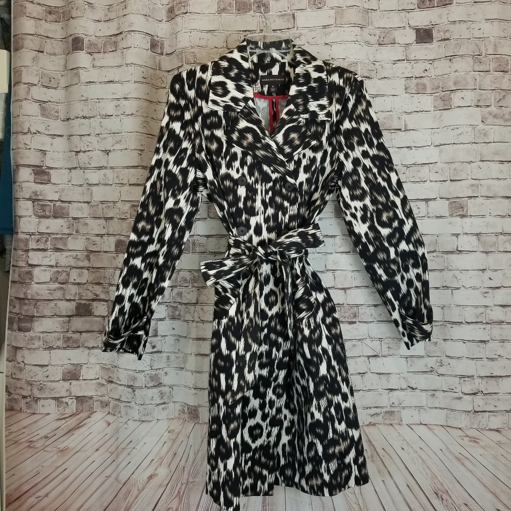 Dana Buchman Leopard Trench Coat - Picture 5 of 8